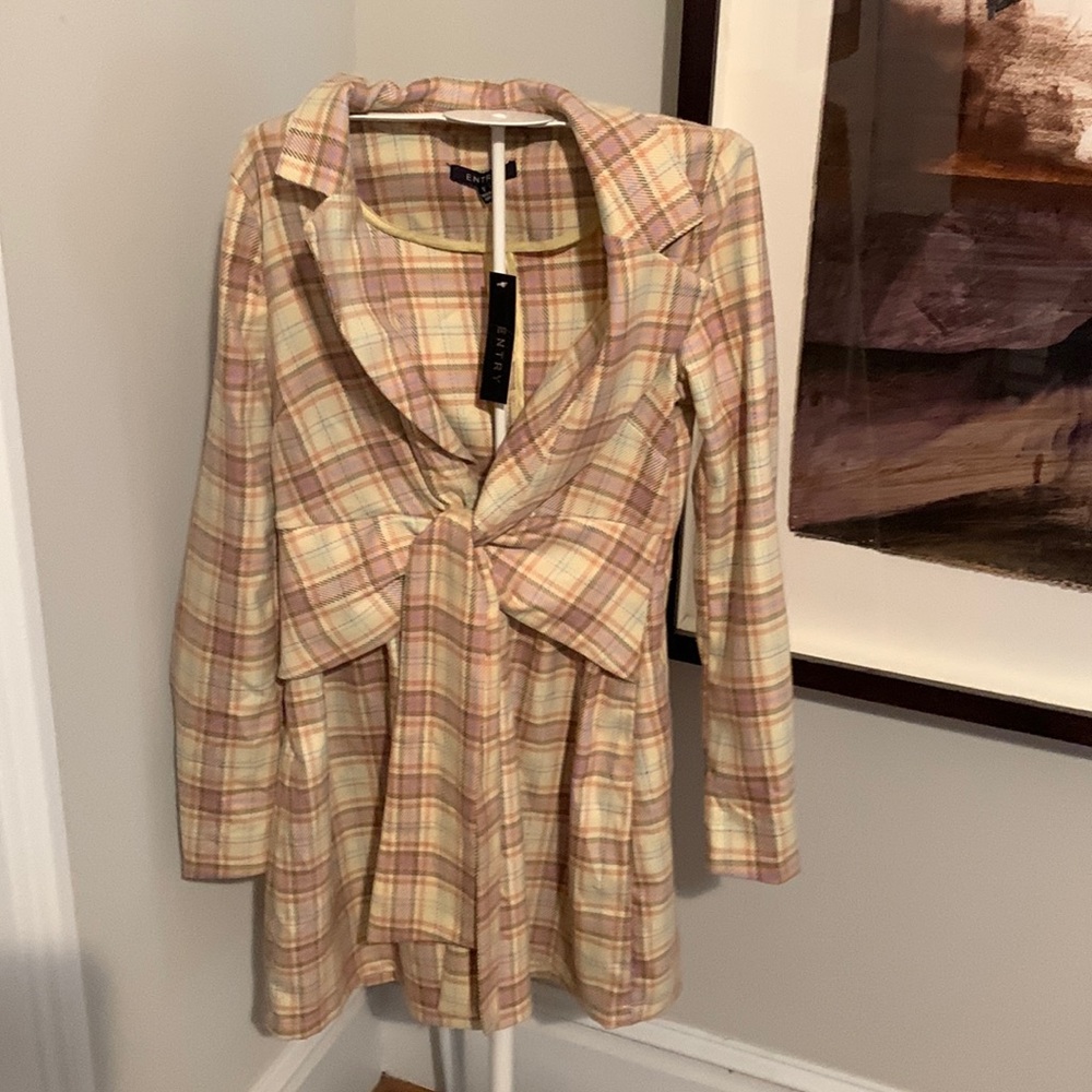 Entry plaid tie‎ front mini. NWT . Retail 72